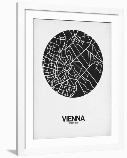 Vienna Street Map Black on White-NaxArt-Framed Art Print