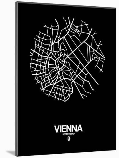 Vienna Street Map Black-NaxArt-Mounted Art Print