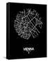 Vienna Street Map Black-NaxArt-Framed Stretched Canvas