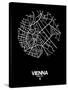 Vienna Street Map Black-NaxArt-Stretched Canvas