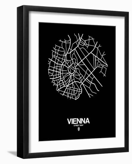 Vienna Street Map Black-NaxArt-Framed Art Print