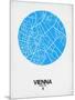 Vienna Street Map Blue-NaxArt-Mounted Art Print