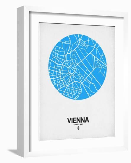 Vienna Street Map Blue-NaxArt-Framed Art Print