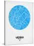 Vienna Street Map Blue-NaxArt-Stretched Canvas