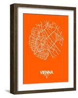 Vienna Street Map Orange-NaxArt-Framed Art Print