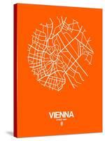 Vienna Street Map Orange-NaxArt-Stretched Canvas