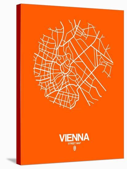 Vienna Street Map Orange-NaxArt-Stretched Canvas