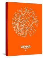 Vienna Street Map Orange-NaxArt-Stretched Canvas