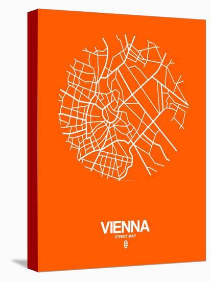 Vienna Street Map Orange-NaxArt-Stretched Canvas
