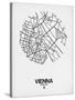 Vienna Street Map White-NaxArt-Stretched Canvas