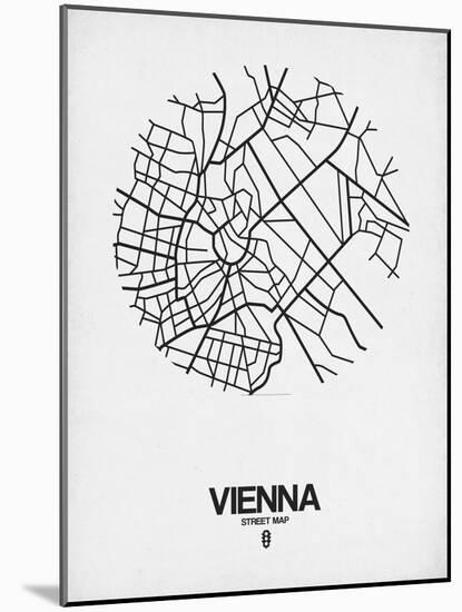 Vienna Street Map White-NaxArt-Mounted Art Print