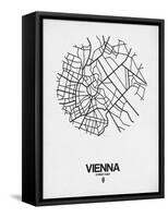 Vienna Street Map White-NaxArt-Framed Stretched Canvas