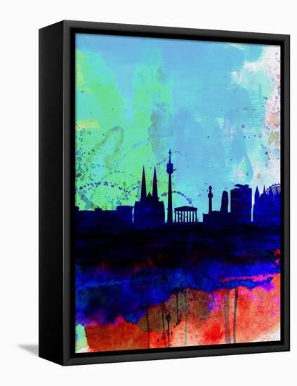 Vienna Watercolor Skyline-NaxArt-Framed Stretched Canvas