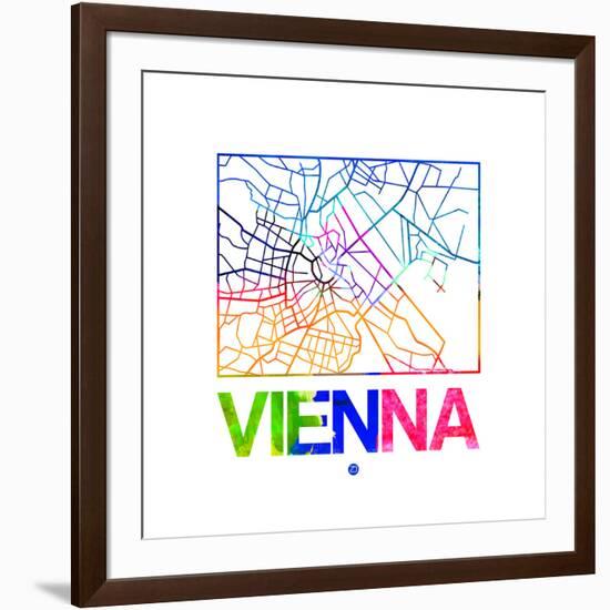Vienna Watercolor Street Map-NaxArt-Framed Premium Giclee Print