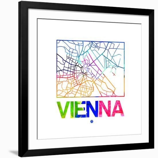 Vienna Watercolor Street Map-NaxArt-Framed Premium Giclee Print