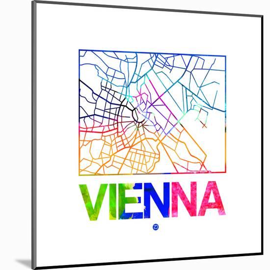 Vienna Watercolor Street Map-NaxArt-Mounted Art Print