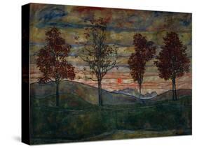 Vier Baeume (Four Trees). Oil on canvas (1917).-Egon Schiele-Stretched Canvas