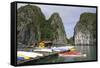 Vietnam, Cat Ba Island, Ha Long Bay. Floating House with Kayaks-Matt Freedman-Framed Stretched Canvas