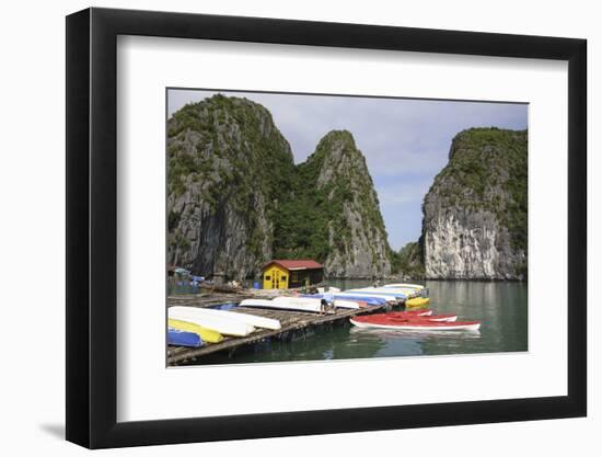 Vietnam, Cat Ba Island, Ha Long Bay. Floating House with Kayaks-Matt Freedman-Framed Photographic Print