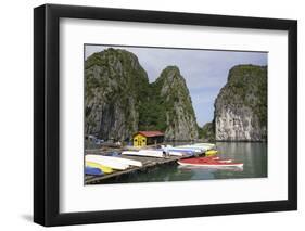 Vietnam, Cat Ba Island, Ha Long Bay. Floating House with Kayaks-Matt Freedman-Framed Photographic Print