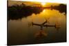 Vietnam. Coordinated lagoon fishing with nets at sunset.-Tom Norring-Stretched Canvas