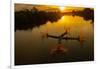 Vietnam. Coordinated lagoon fishing with nets at sunset.-Tom Norring-Framed Photographic Print