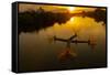 Vietnam. Coordinated lagoon fishing with nets at sunset.-Tom Norring-Framed Stretched Canvas