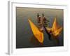 Vietnam. Coordinated lagoon fishing with nets at sunset.-Tom Norring-Framed Photographic Print