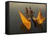 Vietnam. Coordinated lagoon fishing with nets at sunset.-Tom Norring-Framed Stretched Canvas