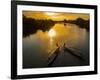Vietnam. Coordinated lagoon fishing with nets at sunset.-Tom Norring-Framed Photographic Print