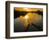 Vietnam. Coordinated lagoon fishing with nets at sunset.-Tom Norring-Framed Photographic Print