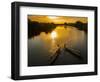 Vietnam. Coordinated lagoon fishing with nets at sunset.-Tom Norring-Framed Photographic Print