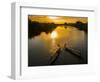 Vietnam. Coordinated lagoon fishing with nets at sunset.-Tom Norring-Framed Photographic Print