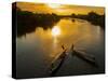Vietnam. Coordinated lagoon fishing with nets at sunset.-Tom Norring-Stretched Canvas