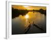 Vietnam. Coordinated lagoon fishing with nets at sunset.-Tom Norring-Framed Photographic Print