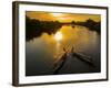 Vietnam. Coordinated lagoon fishing with nets at sunset.-Tom Norring-Framed Photographic Print