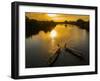 Vietnam. Coordinated lagoon fishing with nets at sunset.-Tom Norring-Framed Photographic Print