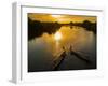 Vietnam. Coordinated lagoon fishing with nets at sunset.-Tom Norring-Framed Photographic Print