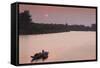 Vietnam, Dmz Area. Dong Ha, Cam Lo River, Boats at Sunset-Walter Bibikow-Framed Stretched Canvas