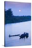 Vietnam, Dmz Area. Dong Ha, Cam Lo River, Boats at Sunset-Walter Bibikow-Stretched Canvas