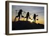 Vietnam. Doc Let Salt lake. Workers harvesting the salt. Early morning sunrise.-Tom Norring-Framed Photographic Print