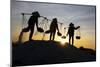 Vietnam. Doc Let Salt lake. Workers harvesting the salt. Early morning sunrise.-Tom Norring-Mounted Photographic Print