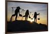 Vietnam. Doc Let Salt lake. Workers harvesting the salt. Early morning sunrise.-Tom Norring-Framed Photographic Print