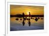 Vietnam. Doc Let Salt lake. Workers harvesting the salt. Early morning sunrise.-Tom Norring-Framed Photographic Print