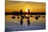 Vietnam. Doc Let Salt lake. Workers harvesting the salt. Early morning sunrise.-Tom Norring-Mounted Photographic Print