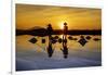 Vietnam. Doc Let Salt lake. Workers harvesting the salt. Early morning sunrise.-Tom Norring-Framed Photographic Print