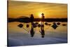 Vietnam. Doc Let Salt lake. Workers harvesting the salt. Early morning sunrise.-Tom Norring-Stretched Canvas