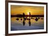 Vietnam. Doc Let Salt lake. Workers harvesting the salt. Early morning sunrise.-Tom Norring-Framed Photographic Print