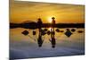 Vietnam. Doc Let Salt lake. Workers harvesting the salt. Early morning sunrise.-Tom Norring-Mounted Photographic Print