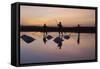 Vietnam. Doc Let Salt lake. Workers harvesting the salt. Early morning sunrise.-Tom Norring-Framed Stretched Canvas